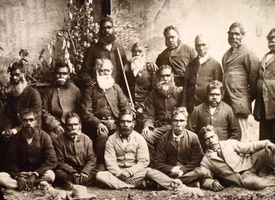 Coranderrk men on a deputation into Melbournec.1866