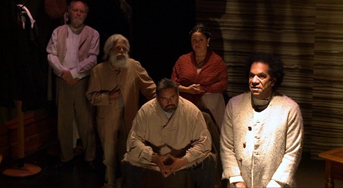 Actor Greg Fryer portrays Robert Wandon, a witness at the 1881 Coranderrk Inquiry. La Mama Courthouse Theatre, Melbourne 2011. Photo: MoE Project. Click to enlarge